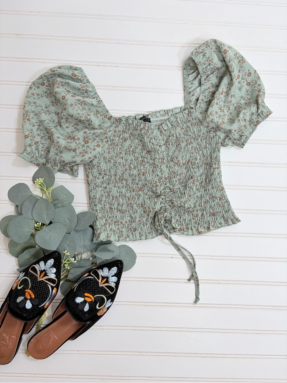 Papermoon Floral Smocked Crop Top